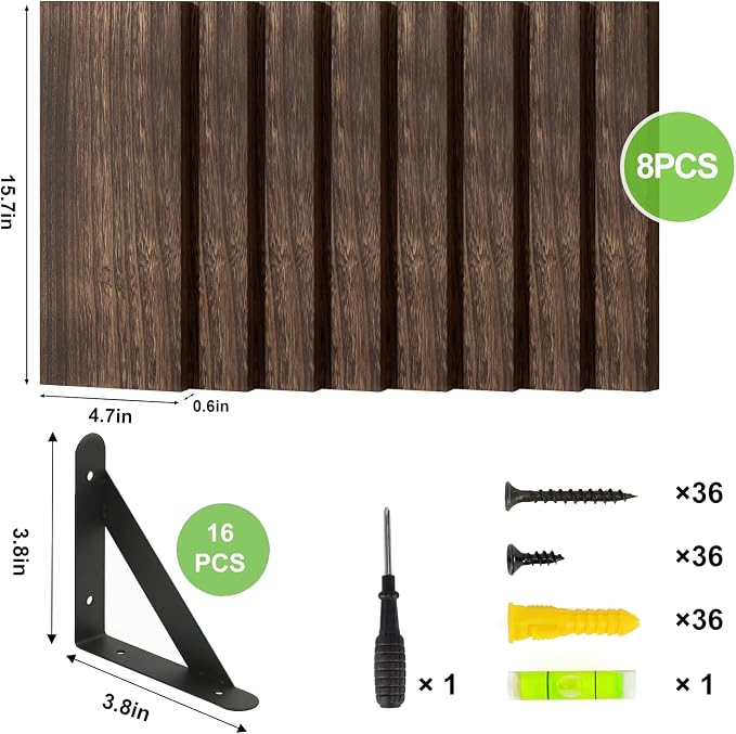 Fixwal Floating Shelves, Width 4.75in Rustic Wood Wall Shelves Set of 8 - Image 4