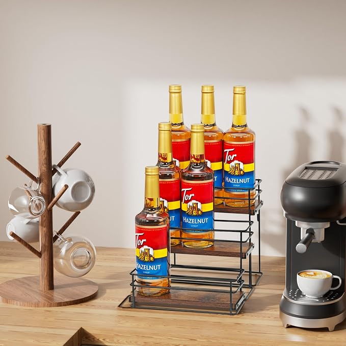 9 Bottle Coffee Syrup Rack Organizer 3 Tier Syrup Holder Stand - Image 5