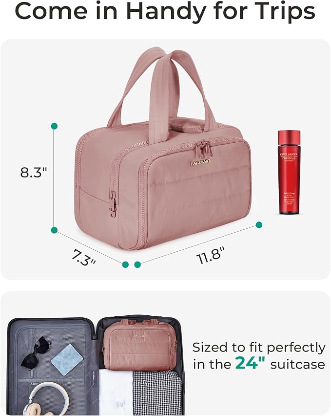 BAGSMART Travel Toiletry Bag, Lightweight Large Wide-open Travel Bag - Image 5