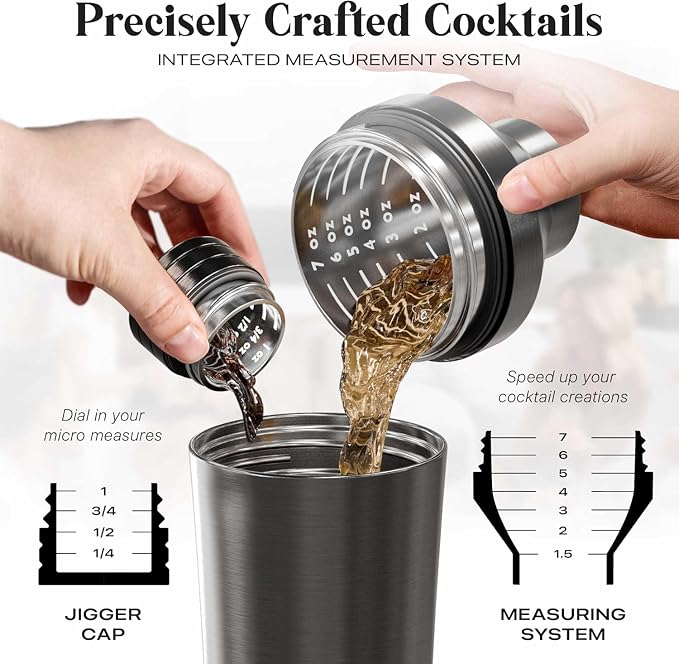 BARE BARREL Insulated Cocktail Shaker Set | Double Wall Stainless Steel | - Image 5