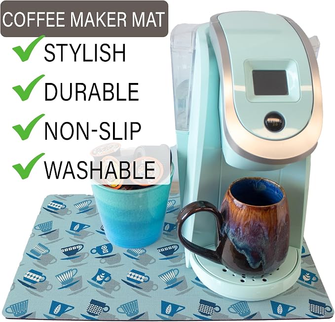 Coffee Maker Mat for Countertop – Absorbent, Non-Slip Coffee Bar Mat, Protects - Image 3