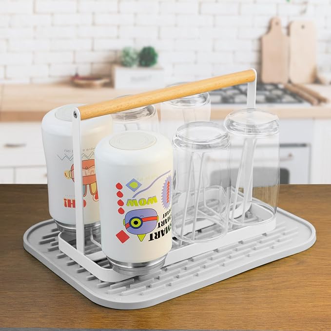 Cup Drying Rack Stand, 6 Cup Metal Drainer Holder Rack Non-Slip Mugs Cups - Image 6
