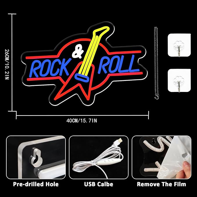 Rock Roll Neon Sign Guitar Neon Sign Led Neon Light - Image 3