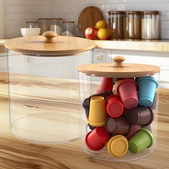 2 Pack Coffee Pod Holder with Bamboo Lid, Coffee Filter Holder, Cafe Bar - Image 3