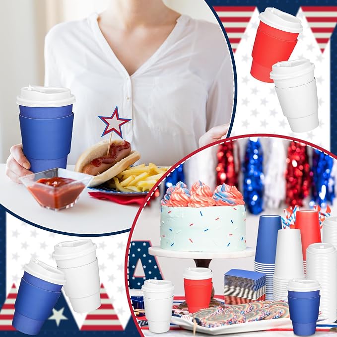 Whaline 60 Pcs Patriotic Disposable Coffee Cups - Image 7
