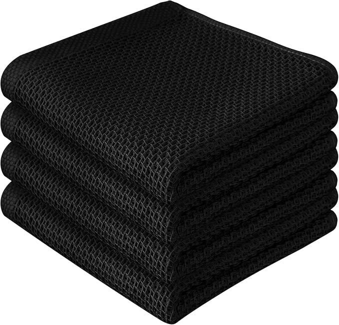 100% Cotton Waffle Weave Kitchen Towels, 4 Pack Dish Cloths by FreeNook