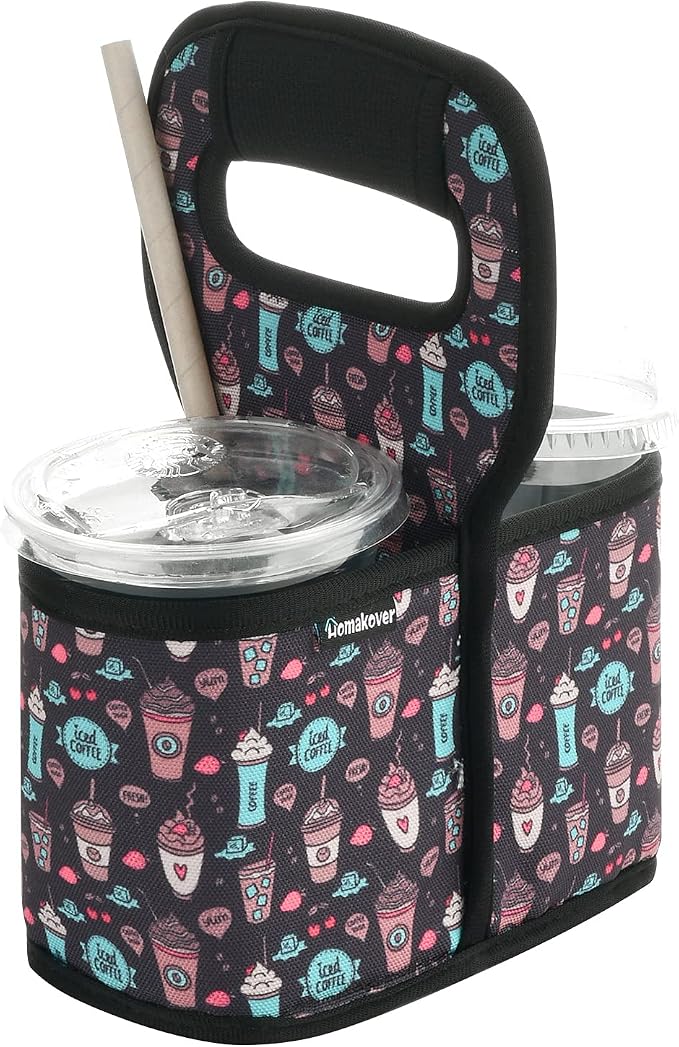 Cup Drink Carrier with Handle, Reusable Coffee Cup Holder by Homakover