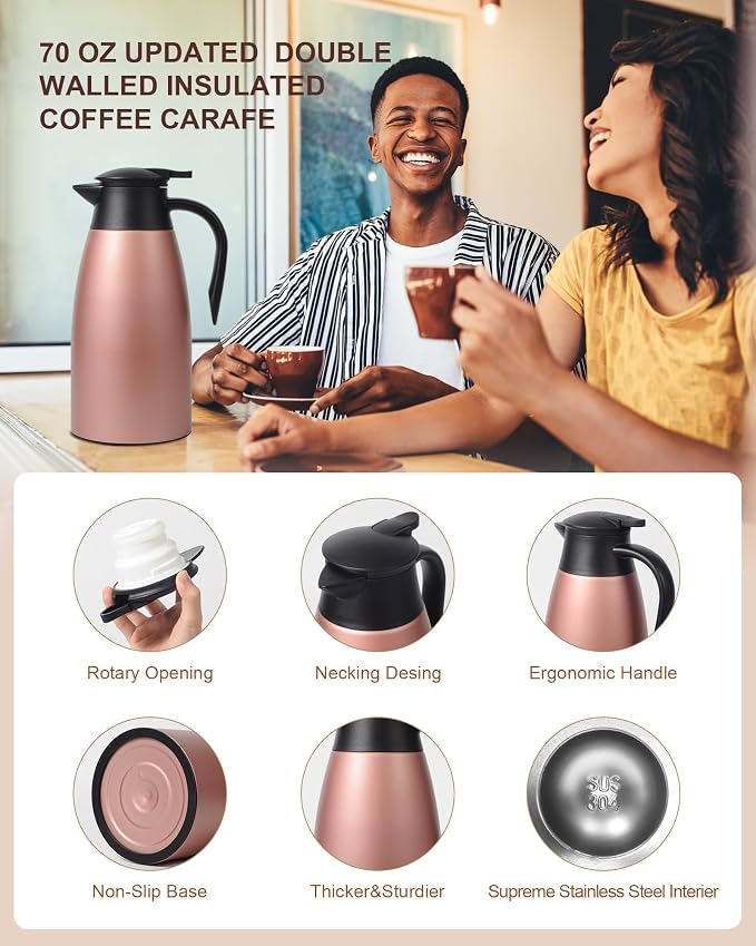 70 oz Thermal Coffee Carafe for keeping hot, Updated Carafe for hot liquid - Image 5