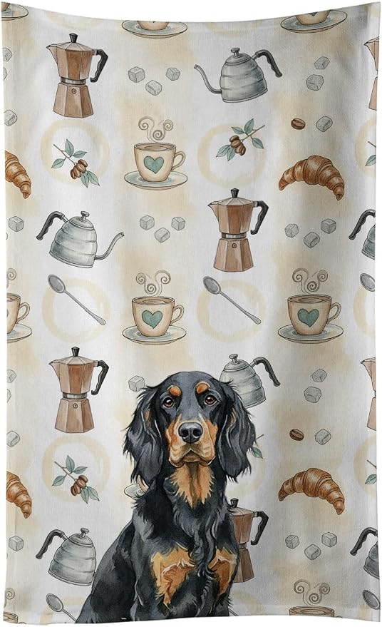 Caroline's Treasures Gordon Setter Coffee Bar Kitchen Towel Velour Plush Front by CarolinesTreasures