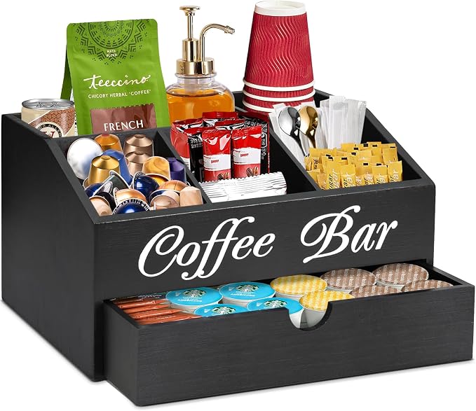 Coffee Bar Organizer Countertop, Wooden Bar Accessories by ugiftt