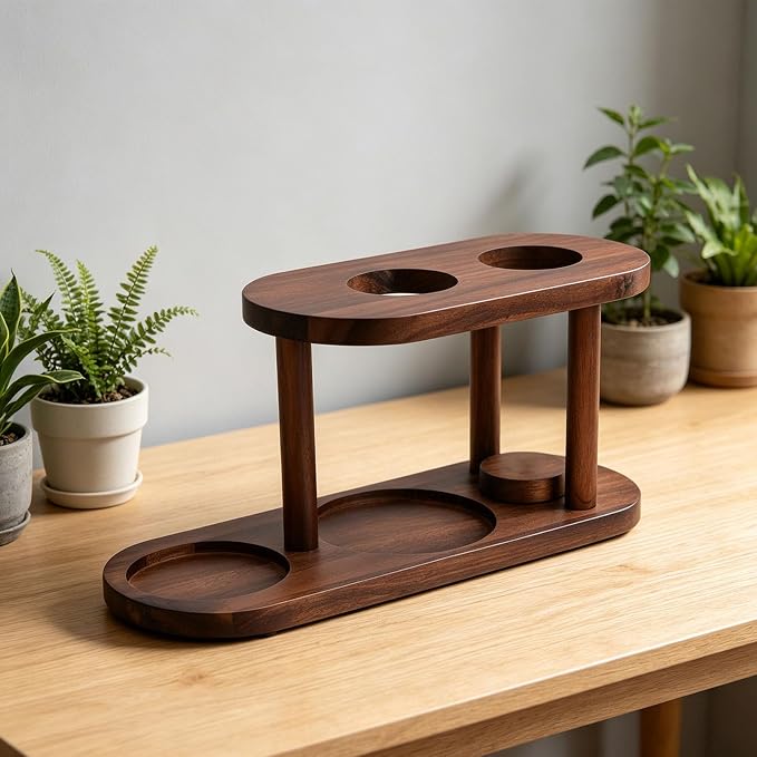 Pour Over Coffee Station, Solid Wood Coffee Dripper Stand, Elevated Brewing - Image 3