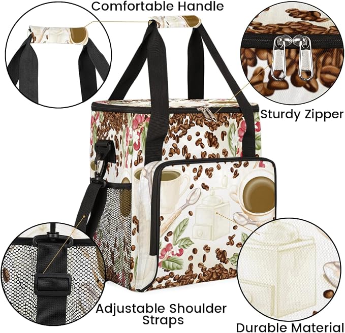 Watercolor Coffee Bean Coffee Maker Carring Bag Cafe Travel Carrying Storage - Image 6