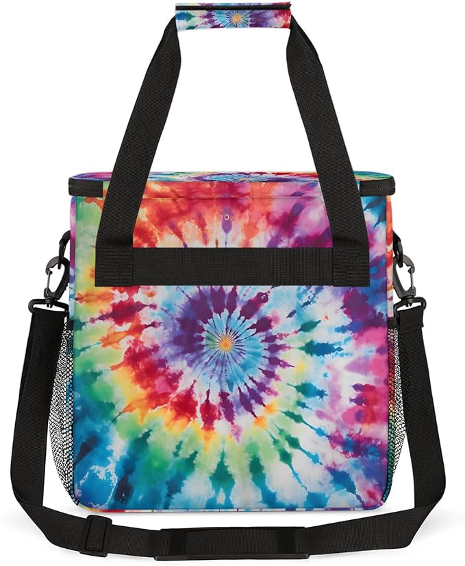 Tie Dye Rainbow Boho Hippie Coffee Maker Carring Bag, Large Insulated Storage - Image 5