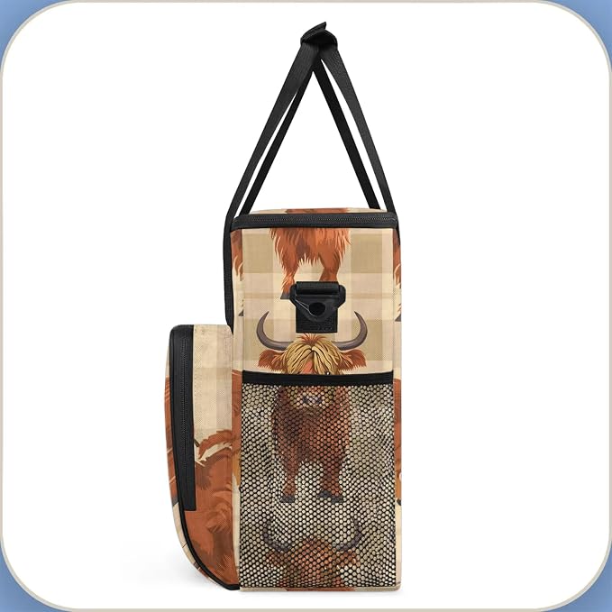 Cow Highland Coffee Maker Carring Bag, Large Insulated Storage Organizer Case - Image 5