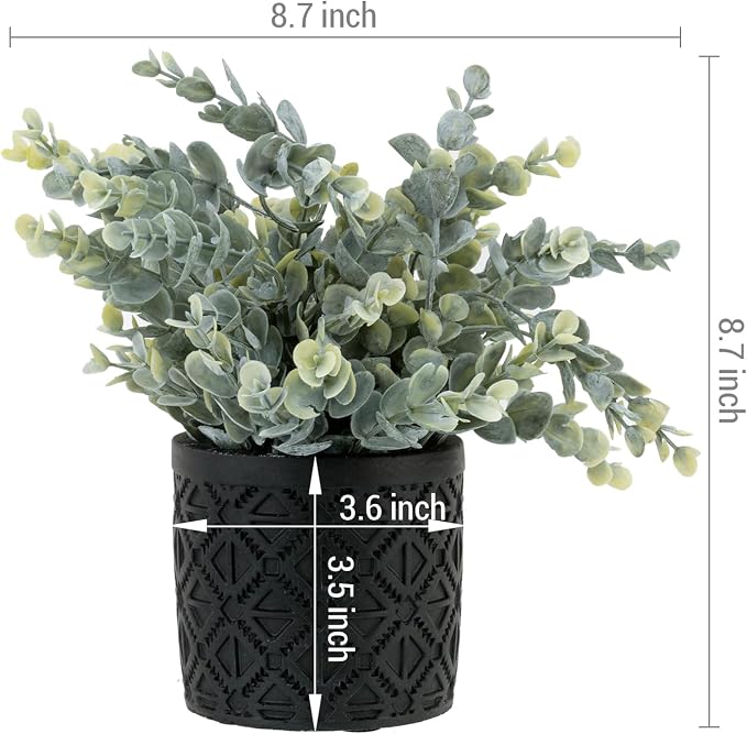 MyGift Artificial Eucalyptus Plant in Modern Gray Concrete Pots - Image 5