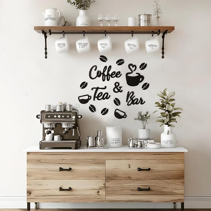 Homenthus Wood Coffee Bar Sign for Wall Decor, Farmhouse Wooden Coffee and Tea - Image 4
