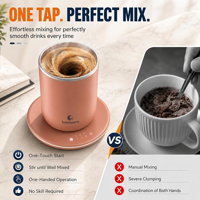 Self Heated Stirring Coffee Mug, 10oz Auto Mixing Cup - Image 2