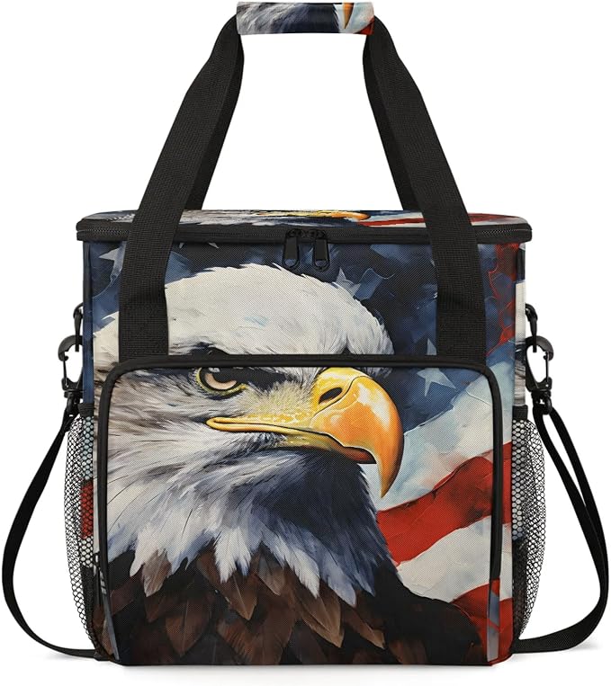 American Flag Eagles Coffee Maker Carring Bag, Large Insulated Storage by Home
