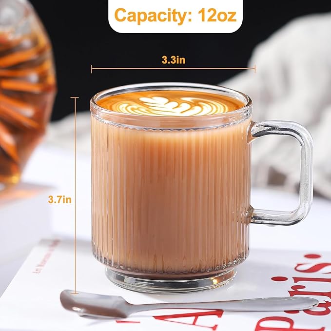 12 PACK Premium Glass Coffee Mugs - Image 2