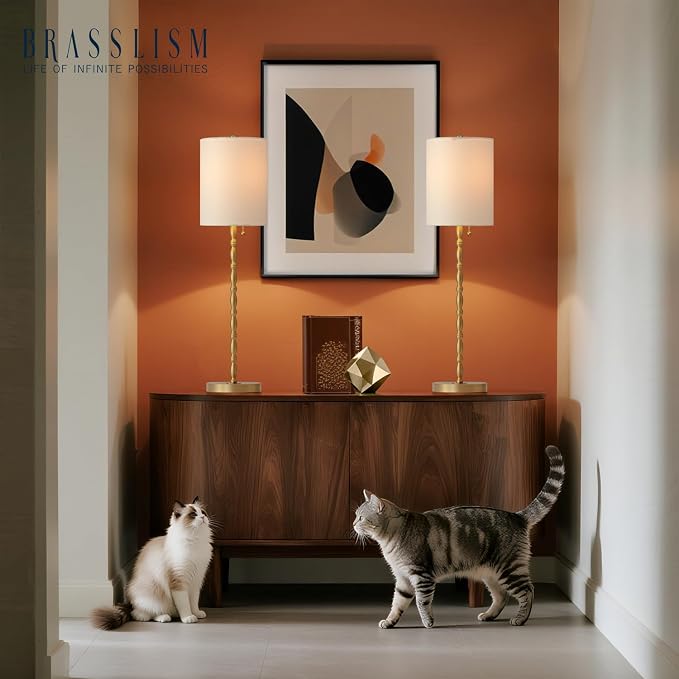 Buffet Lamps Set of 2, 28.5" Tall Brass Finish Lamps - Image 4