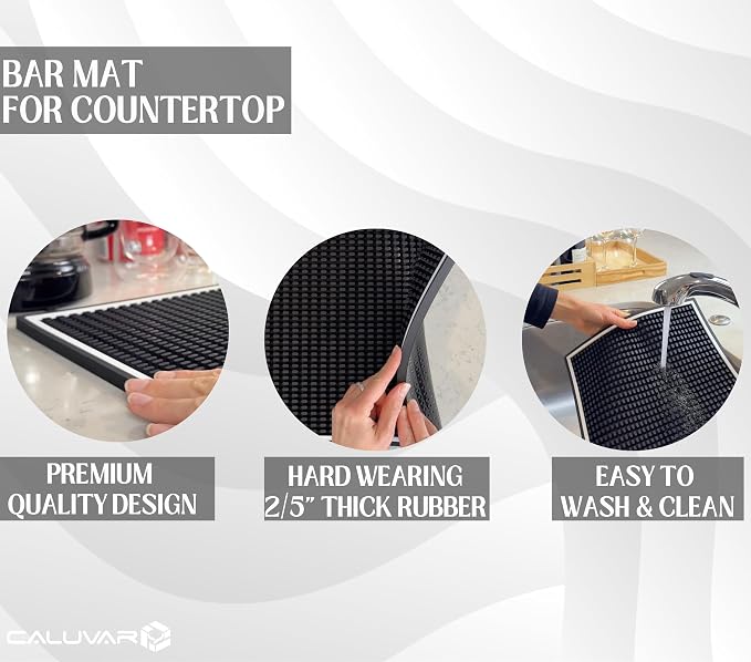 Coffee Bar Mat for Countertop White Frame 18x12 in, Silicone Espresso Machine - Image 3