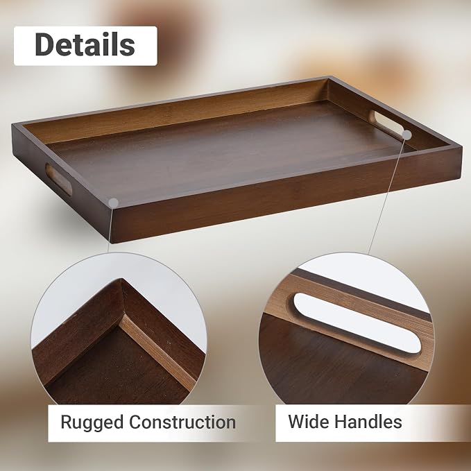 17.3‘’x11.8''x1.57''Large Bamboo Wooden Tray - Image 8