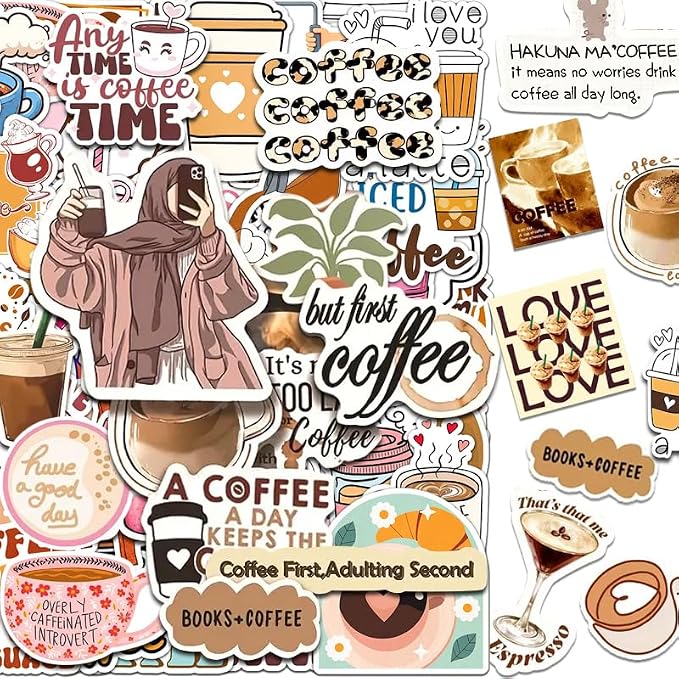 100PCS Coffee Stickers – Cute Coffee Quotes, Coffee Lover & Aesthetic Cafe - Image 2