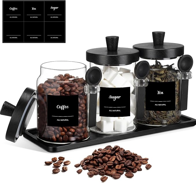 Suclain 3 Pcs Glass Coffee Container by Suclain