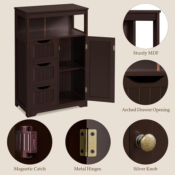 Yaheetech Wood Bathroom Floor Cabinet - Image 6