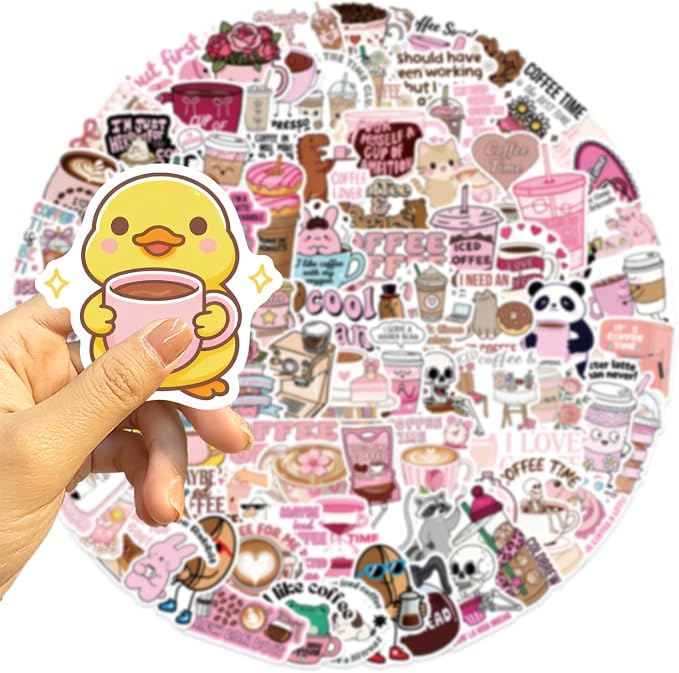 100PCS Funny Coffee Stickers, Waterproof Vinyl Decals - Image 4