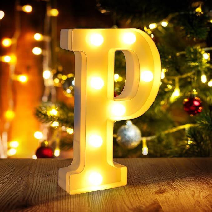 Light Up Letters P, LED Sign Marquee Letters 26 Alphabet by funsky