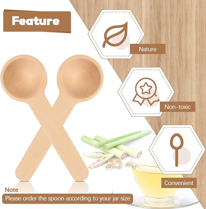 Baderke 50 Sets 3 Inch Mini Wooden Spoons Small Wooden Spoons Disposable Small - Image 6