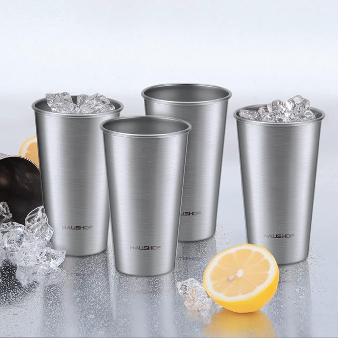 HAUSHOF Pint Cup, 20 oz Stainless Steel Cups, Stackable Metal Drinking Cups - Image 3