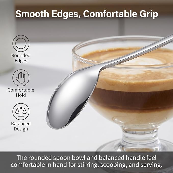Iced Tea Spoons Set of 6, 6.9 Inch Long Handle Stainless Steel Stirring Spoons - Image 4