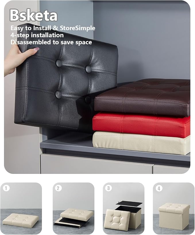 Bsketa Storage Ottoman, Folding Foot Stool - Image 4