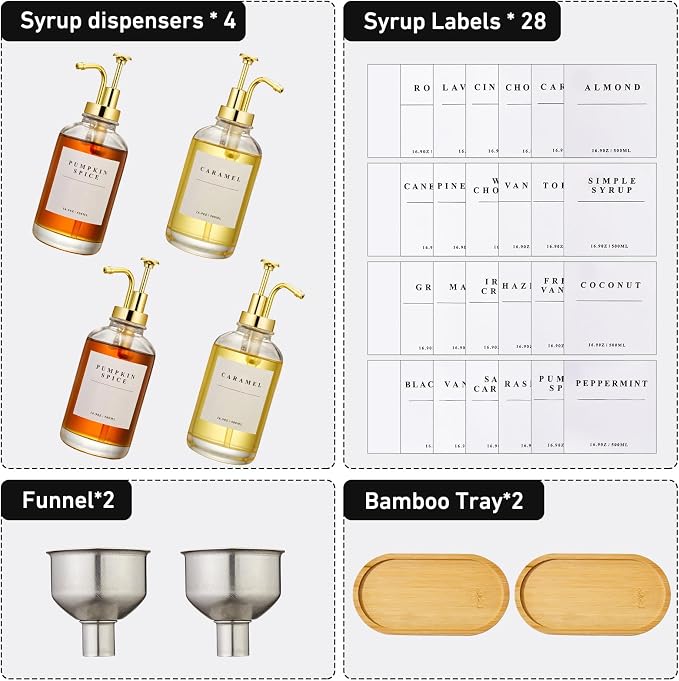 Coffee Syrup Dispenser for Coffee Bar, Coffee Syrup Pump Dispenser, Glass Syrup - Image 3