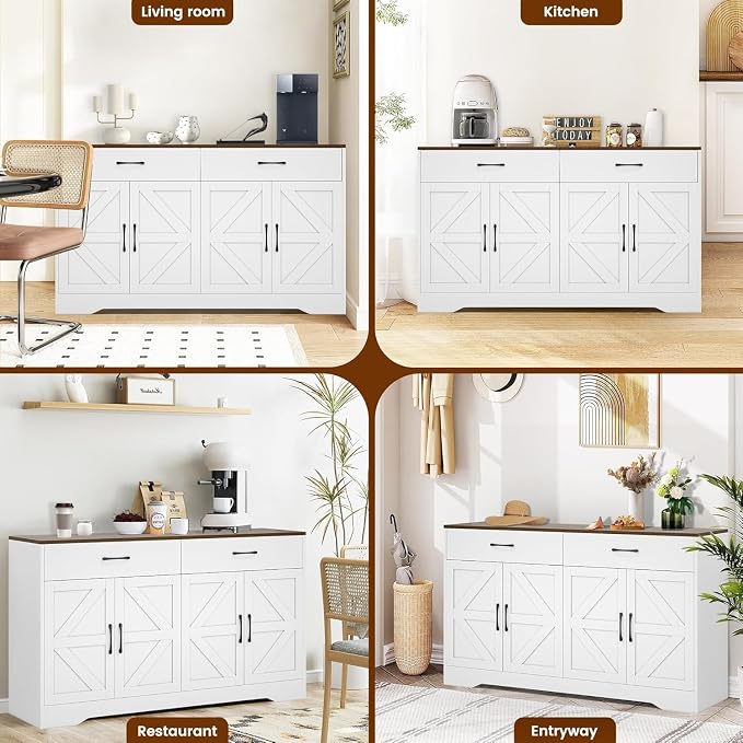 Sideboard Buffet Cabinet with Storage, 55.1" Large Kitchen Storage Sideboard - Image 7