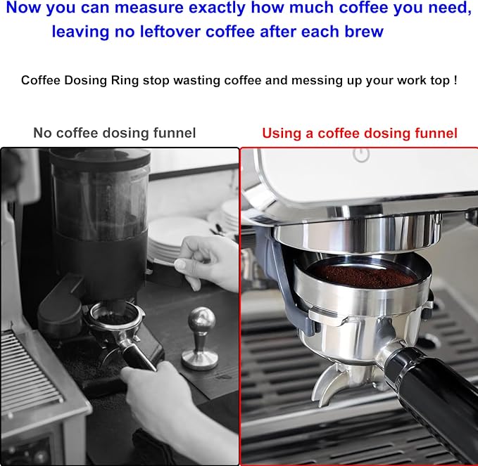 58mm Espresso Dosing Funnel, Amlits Stainless Steel Coffee Dosing Ring - Image 3