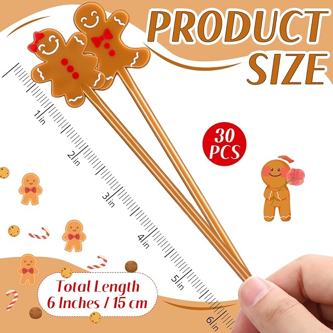 SiliFine 30 Pcs Winter Drink Stirrers Xmas Stir Stick Holiday Coffee Swizzle - Image 3