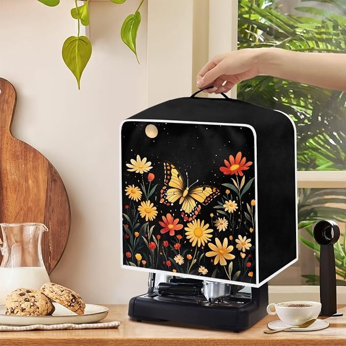 Butterfly Flowers Print Coffee Machine Cover - Image 4