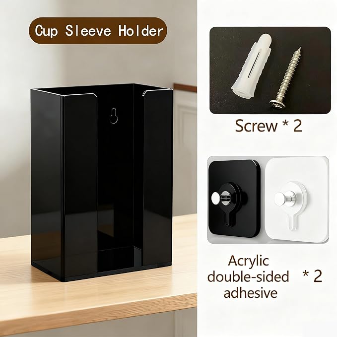 Coffee Cup Sleeve Organizer Rack-Acrylic Collar Holder Storage - Image 2
