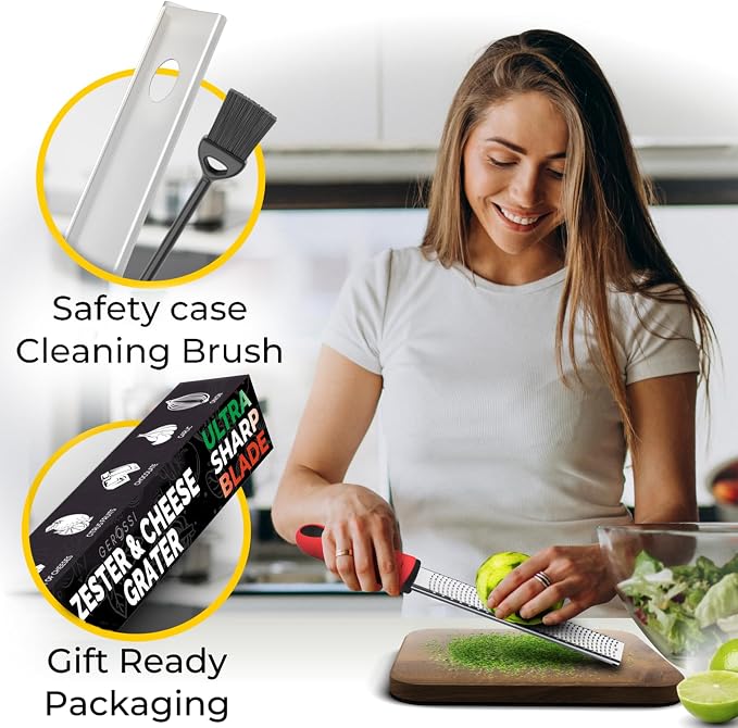 Stainless Steel Cheese Grater & Lemon Zester w/Extra Sharp Blade - Image 2