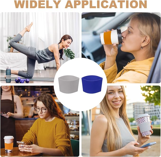 uxcell 6Pack Coffee Cup Sleeves, Reusable Silicone Heat Resistant Cup - Image 6