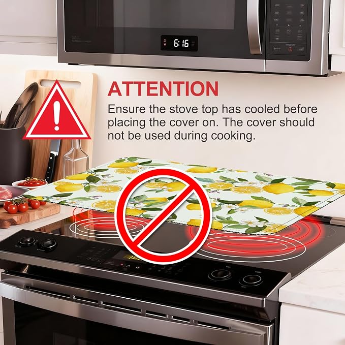 Lemon Fruits Induction Cooktop Protector Mat 28x20 Inch, Heat Resistant Non - Image 3