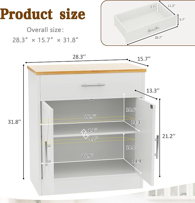 Vongrasig Farmhouse Coffee Bar Cabinet, Small Sideboard Buffet - Image 3