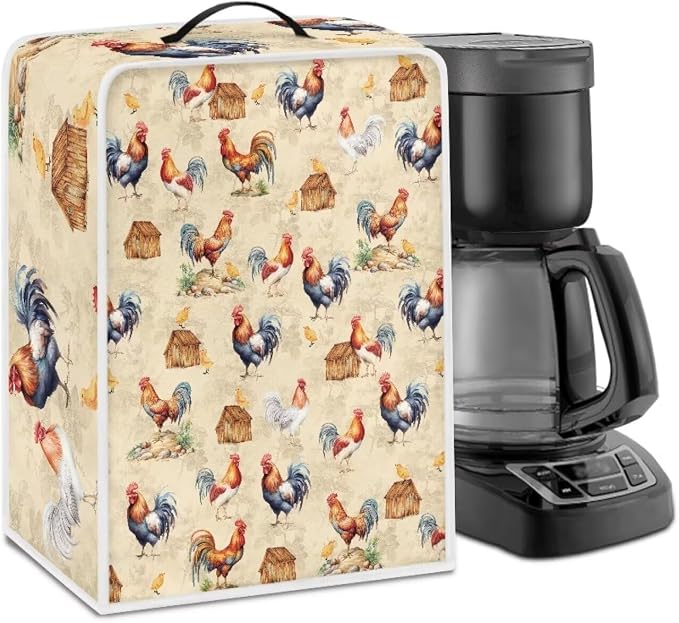 Rooster House Coffee Maker Cover Lightweight Coffee Pot Cover Kitchen Appliance by Psesaysky