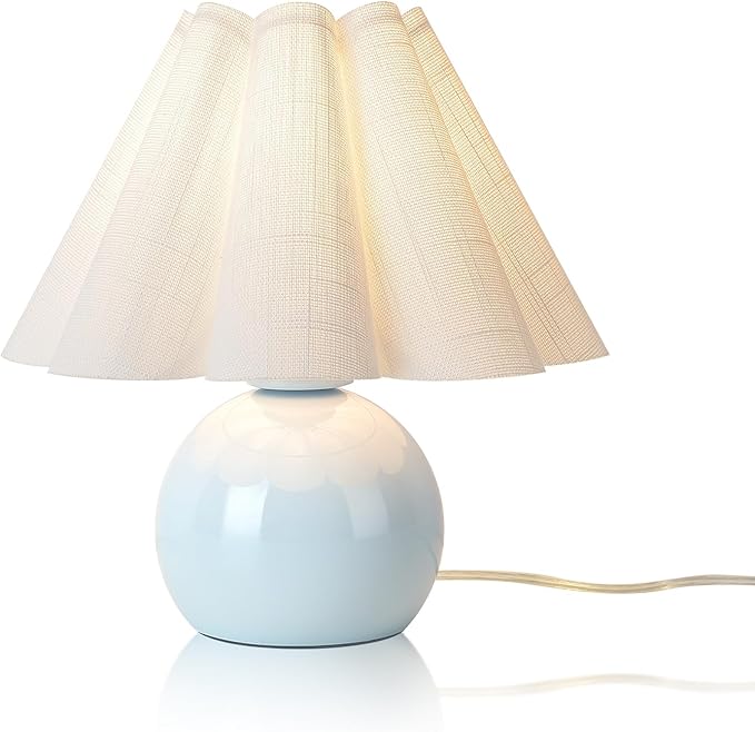 Light Blue Small Bedside Mini Table Lamp by Unknown
