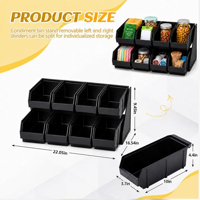 Novabright 8 Compartment Serve Condiment Bin Self Serve Condiment Packet - Image 2