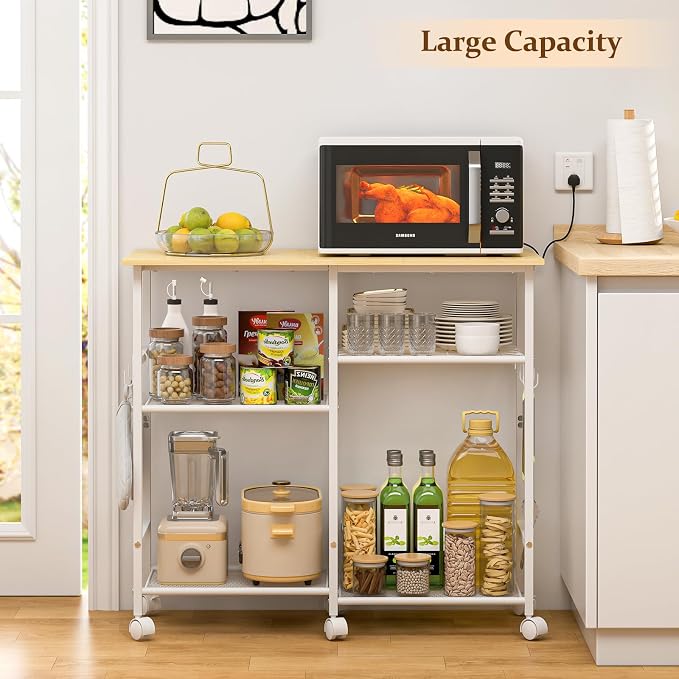 ThreeHio Rolling Kitchen Microwave Cart, 3-Tier Microwave Stand - Image 4
