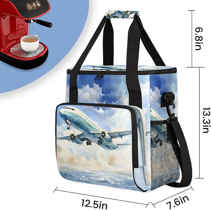 Airplane Flying Coffee Maker Carring Bag, Large Insulated Storage Organizer - Image 2